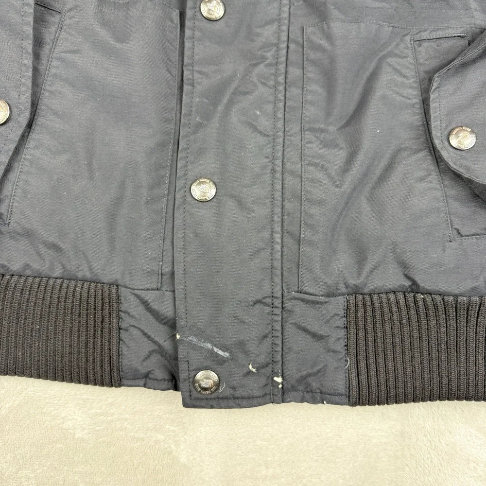 The North Face HyVent Bomber Jacket Mens Medium Black Goose Down Hooded Puffer - Picture 8 of 15